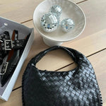 Vaeslyn | Luxe Black Woven Leather Handbag – Elegant & Timeless - in Black | Arvea Bags