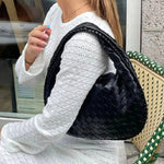 Vaeslyn | Luxe Black Woven Leather Handbag – Elegant & Timeless - in Black | Arvea Bags