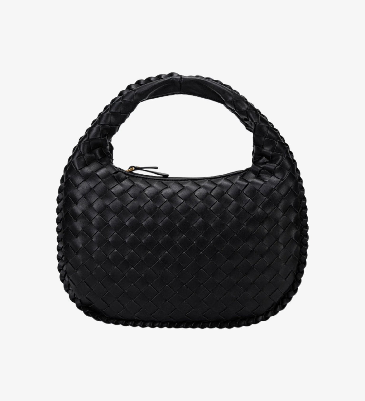 Vaeslyn | Luxe Black Woven Leather Handbag – Elegant & Timeless - in Black | Arvea Bags