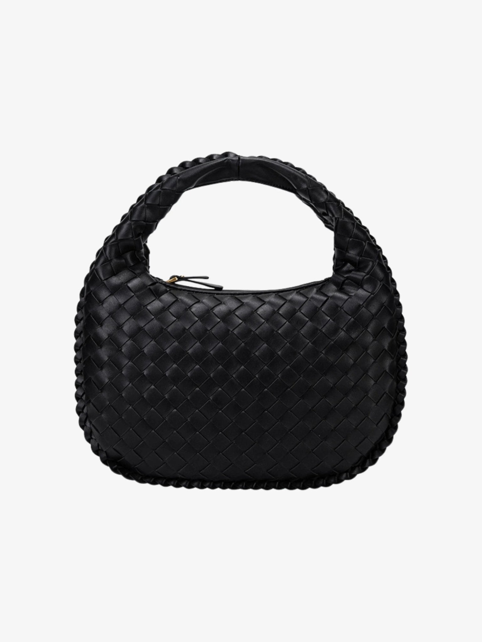 Vaeslyn | Luxe Black Woven Leather Handbag – Elegant & Timeless - in Black | Arvea Bags