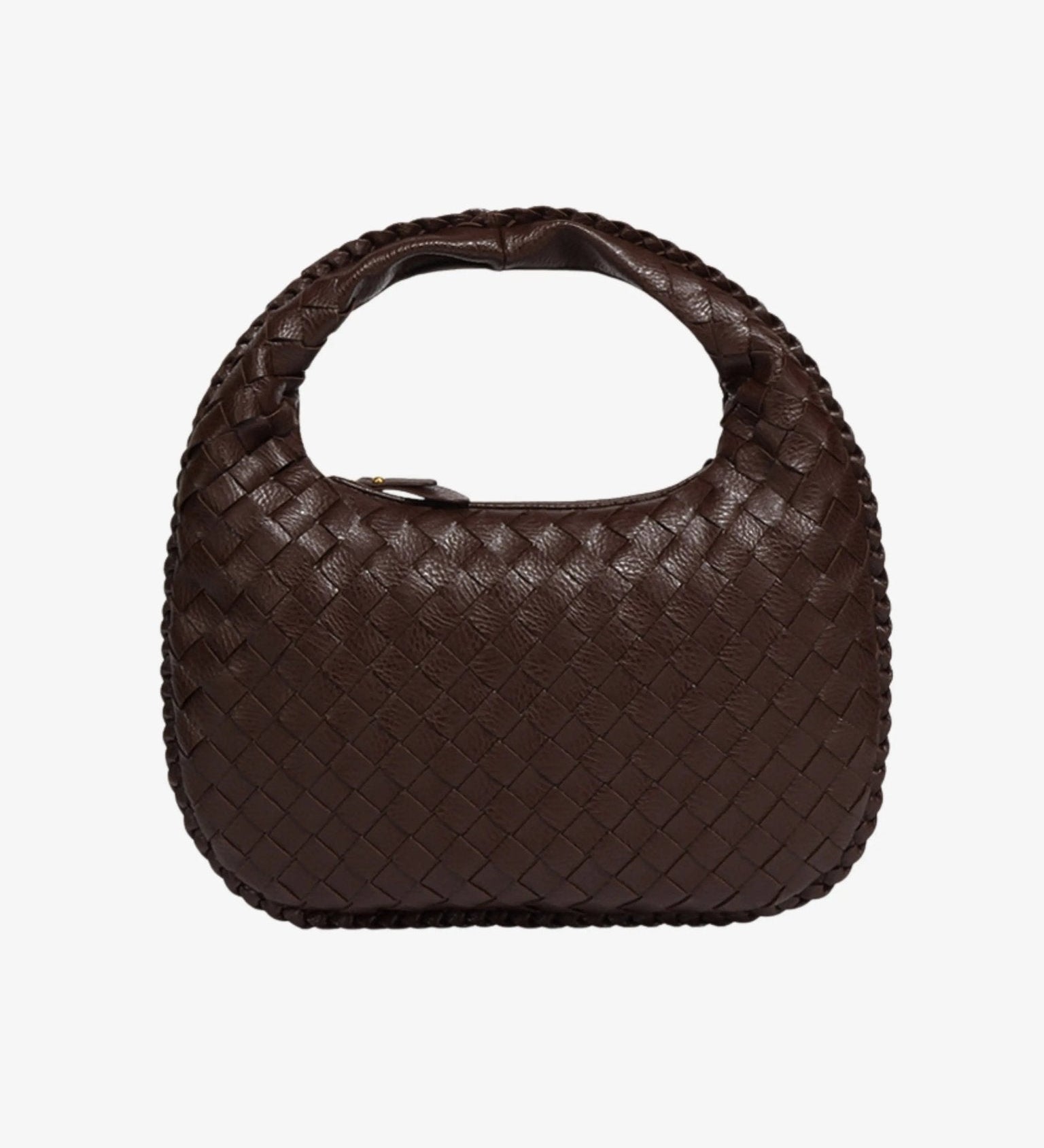 Vaeslyn | Luxe Black Woven Leather Handbag – Elegant & Timeless - in Dark Brown | Arvea Bags