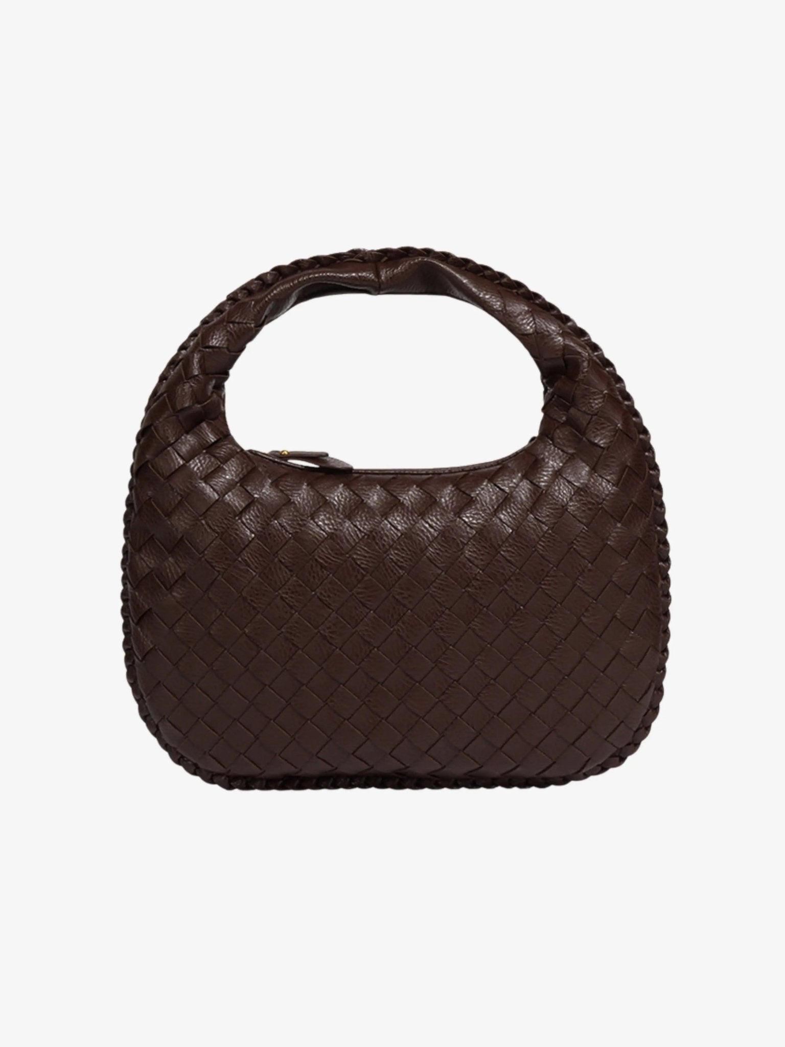 Vaeslyn | Luxe Black Woven Leather Handbag – Elegant & Timeless - in Dark Brown | Arvea Bags