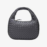 Vaeslyn | Luxe Black Woven Leather Handbag – Elegant & Timeless - in Dark Grey | Arvea Bags