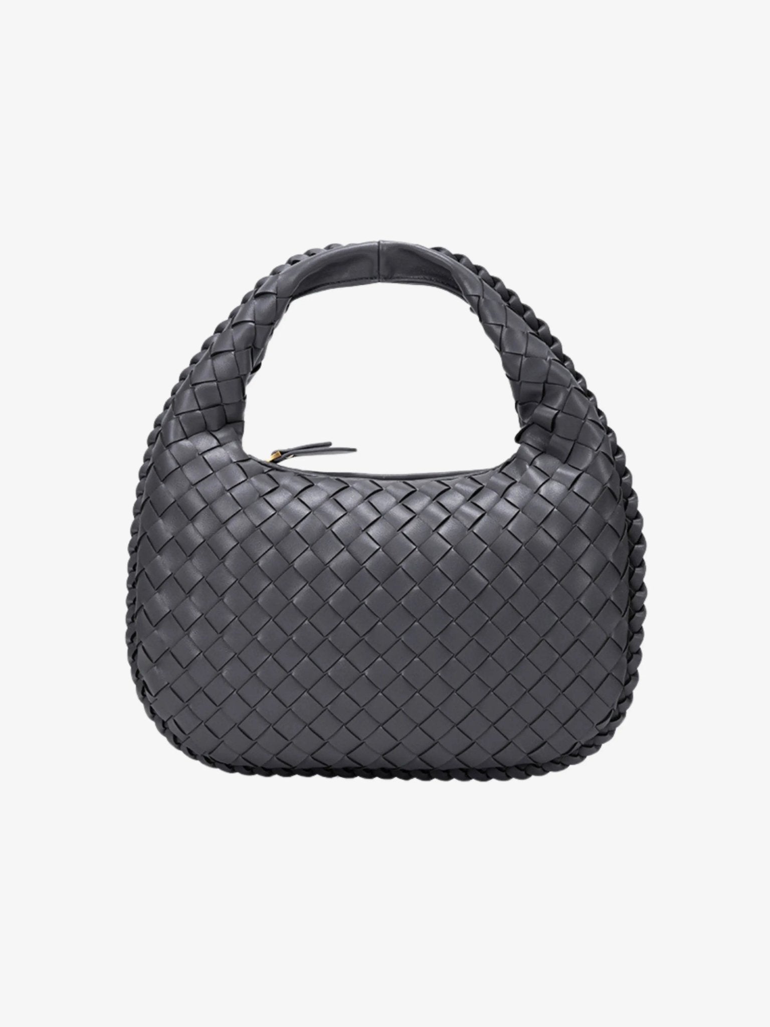 Vaeslyn | Luxe Black Woven Leather Handbag – Elegant & Timeless - in Dark Grey | Arvea Bags