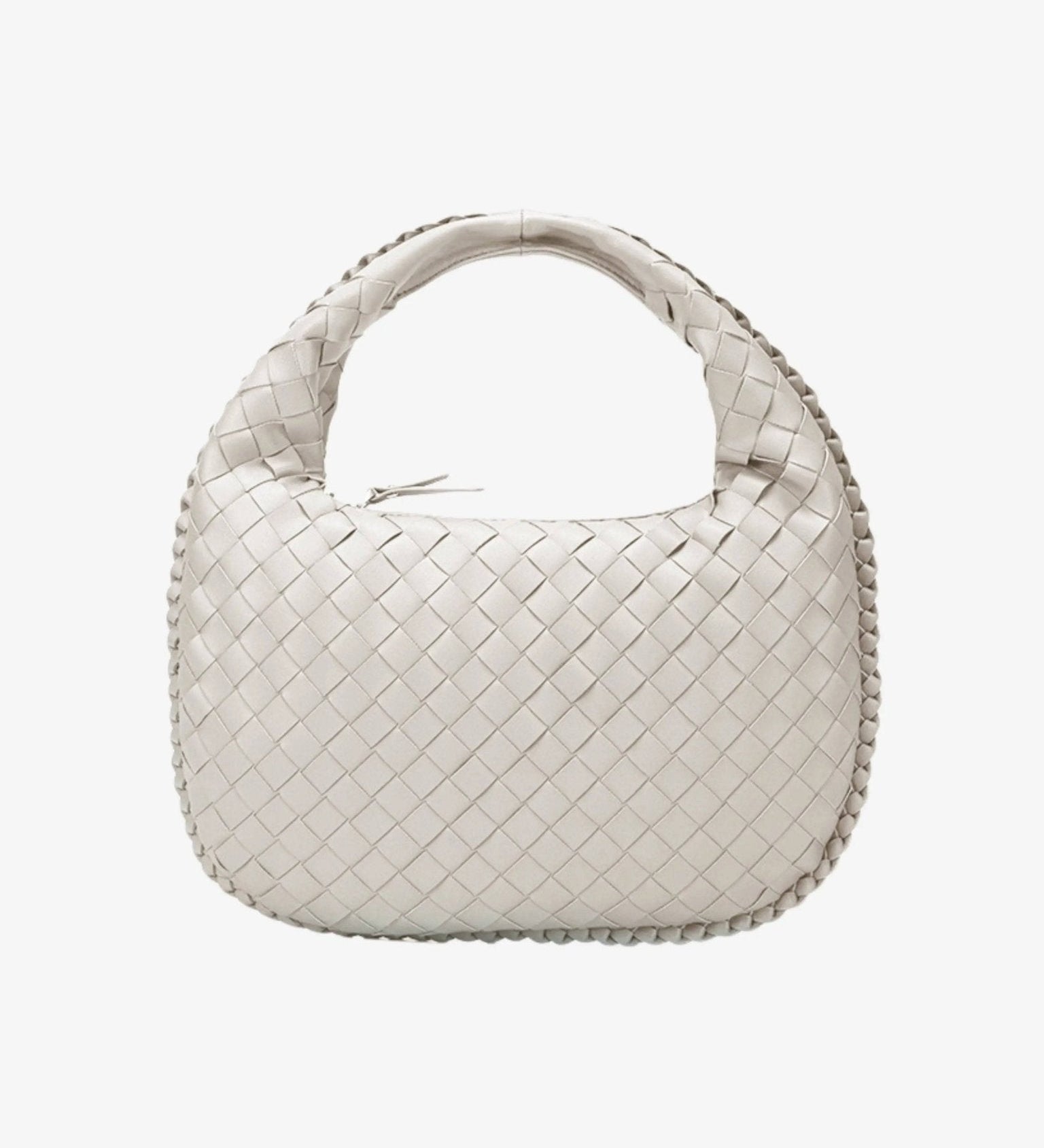 Vaeslyn | Luxe Black Woven Leather Handbag – Elegant & Timeless - in Off - White | Arvea Bags