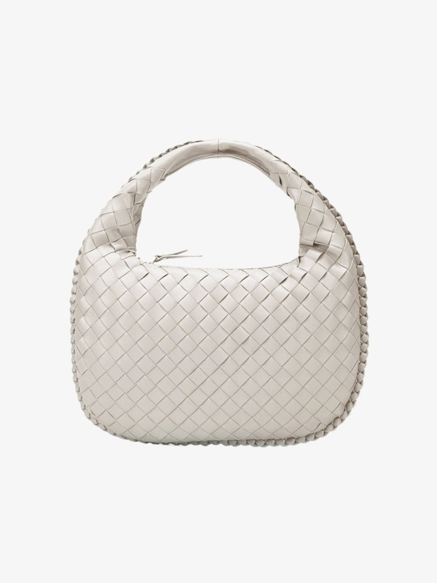 Vaeslyn | Luxe Black Woven Leather Handbag – Elegant & Timeless - in Off - White | Arvea Bags