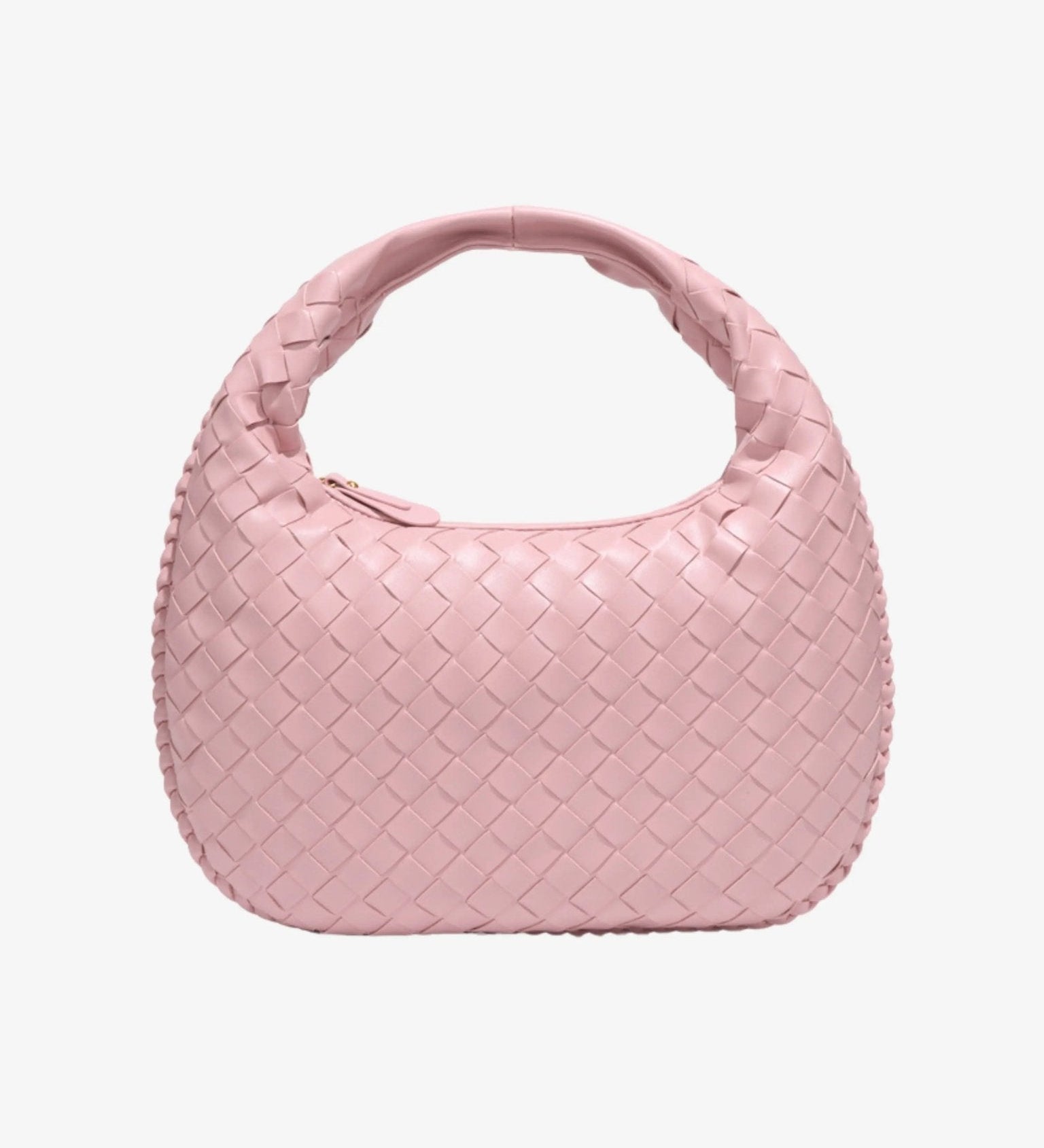 Vaeslyn | Luxe Black Woven Leather Handbag – Elegant & Timeless - in Salmon Pink | Arvea Bags
