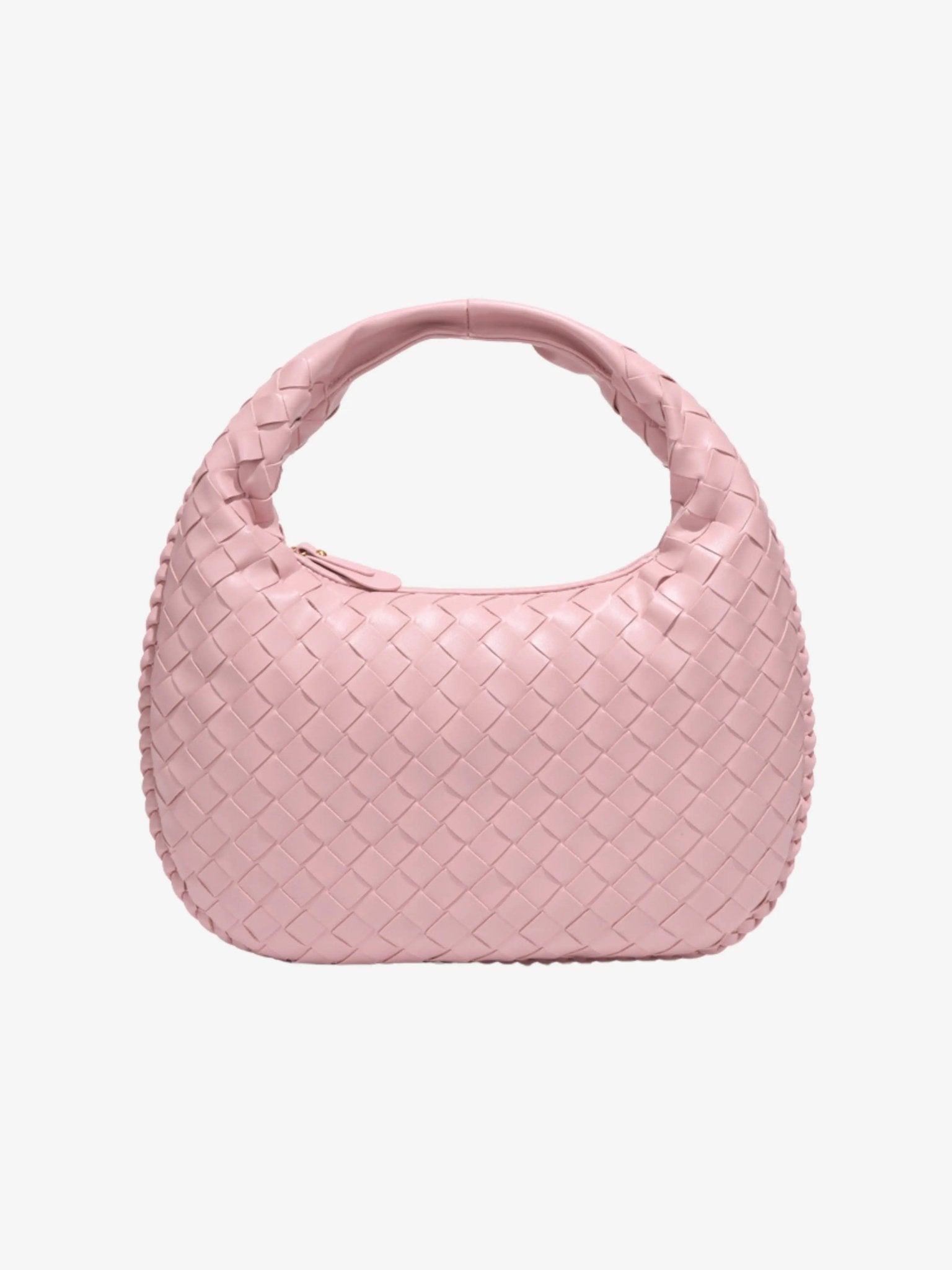 Vaeslyn | Luxe Black Woven Leather Handbag – Elegant & Timeless - in Salmon Pink | Arvea Bags