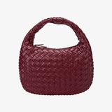 Vaeslyn | Luxe Black Woven Leather Handbag – Elegant & Timeless - in Wine Red | Arvea Bags