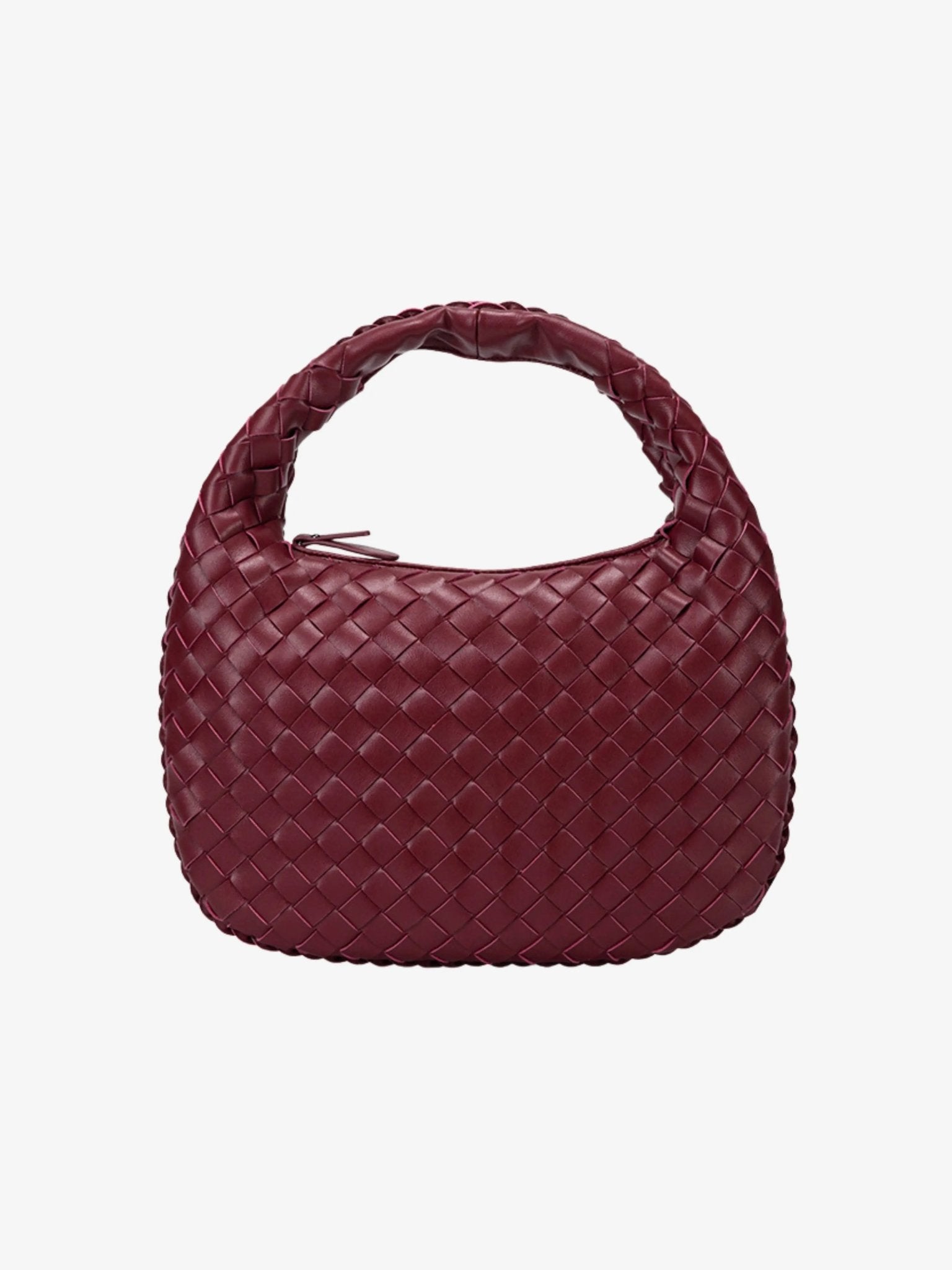 Vaeslyn | Luxe Black Woven Leather Handbag – Elegant & Timeless - in Wine Red | Arvea Bags