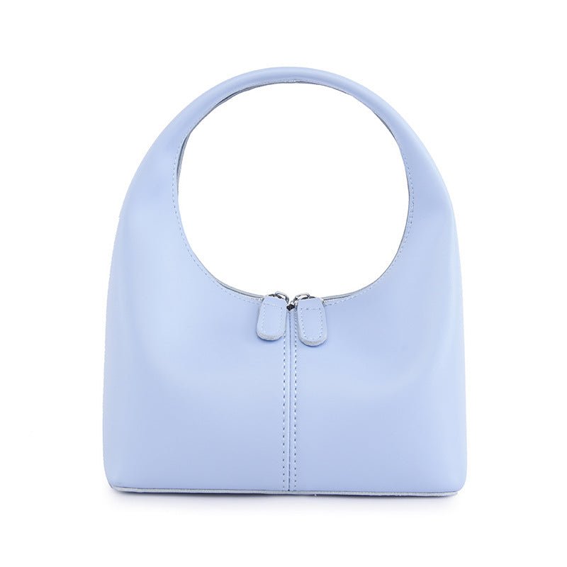 Valdira | Tan Leather Hobo Bag – Minimalist & Chic - in Light Blue | Arvea Bags