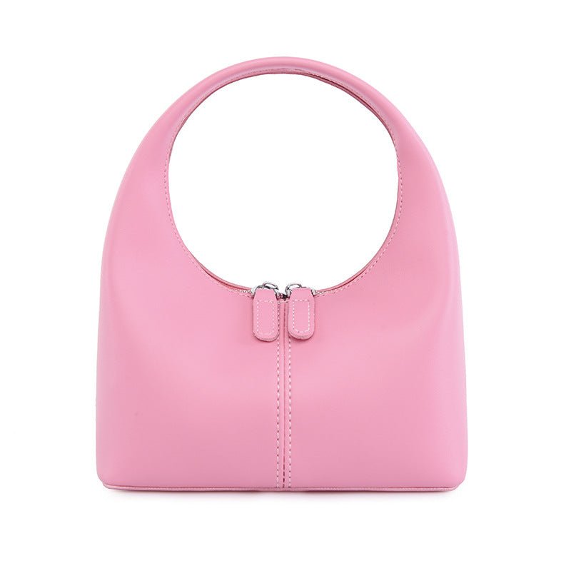 Valdira | Tan Leather Hobo Bag – Minimalist & Chic - in Pink | Arvea Bags