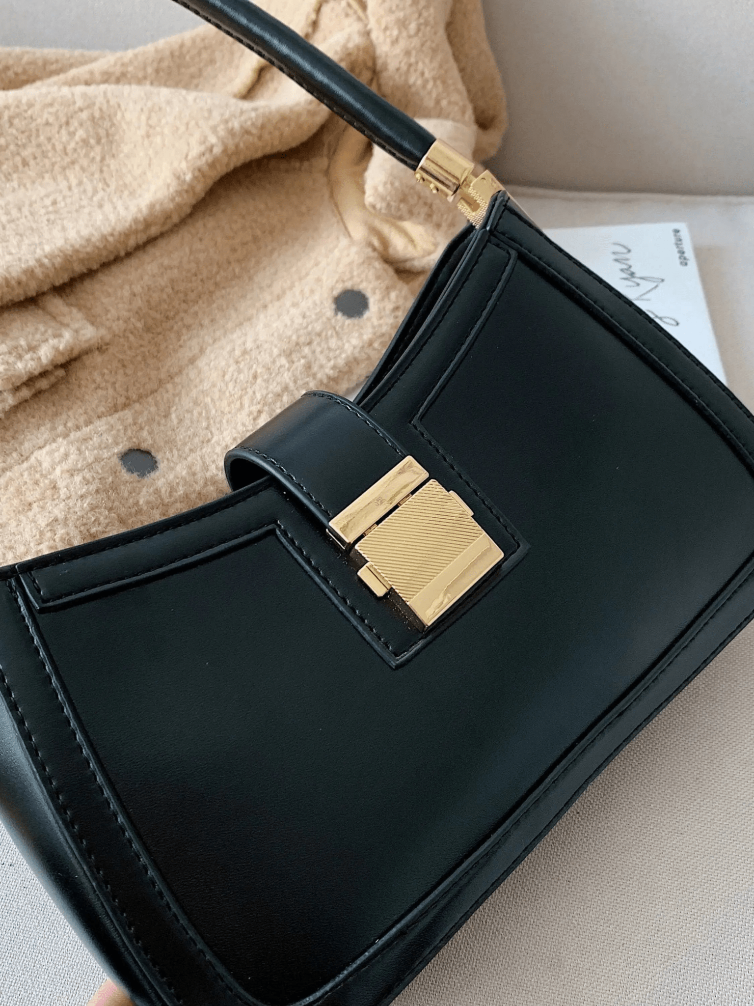 Valencia | Black Luxe Leather Shoulder Bag – Bold & Sophisticated - in Black | Arvea Bags