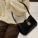 Valencia | Black Luxe Leather Shoulder Bag – Bold & Sophisticated - in Black | Arvea Bags