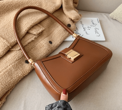 Valencia | Black Luxe Leather Shoulder Bag – Bold & Sophisticated - in Dark Brown | Arvea Bags