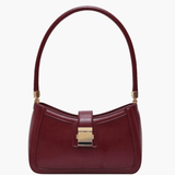 Valencia | Black Luxe Leather Shoulder Bag – Bold & Sophisticated - in Wine Red | Arvea Bags