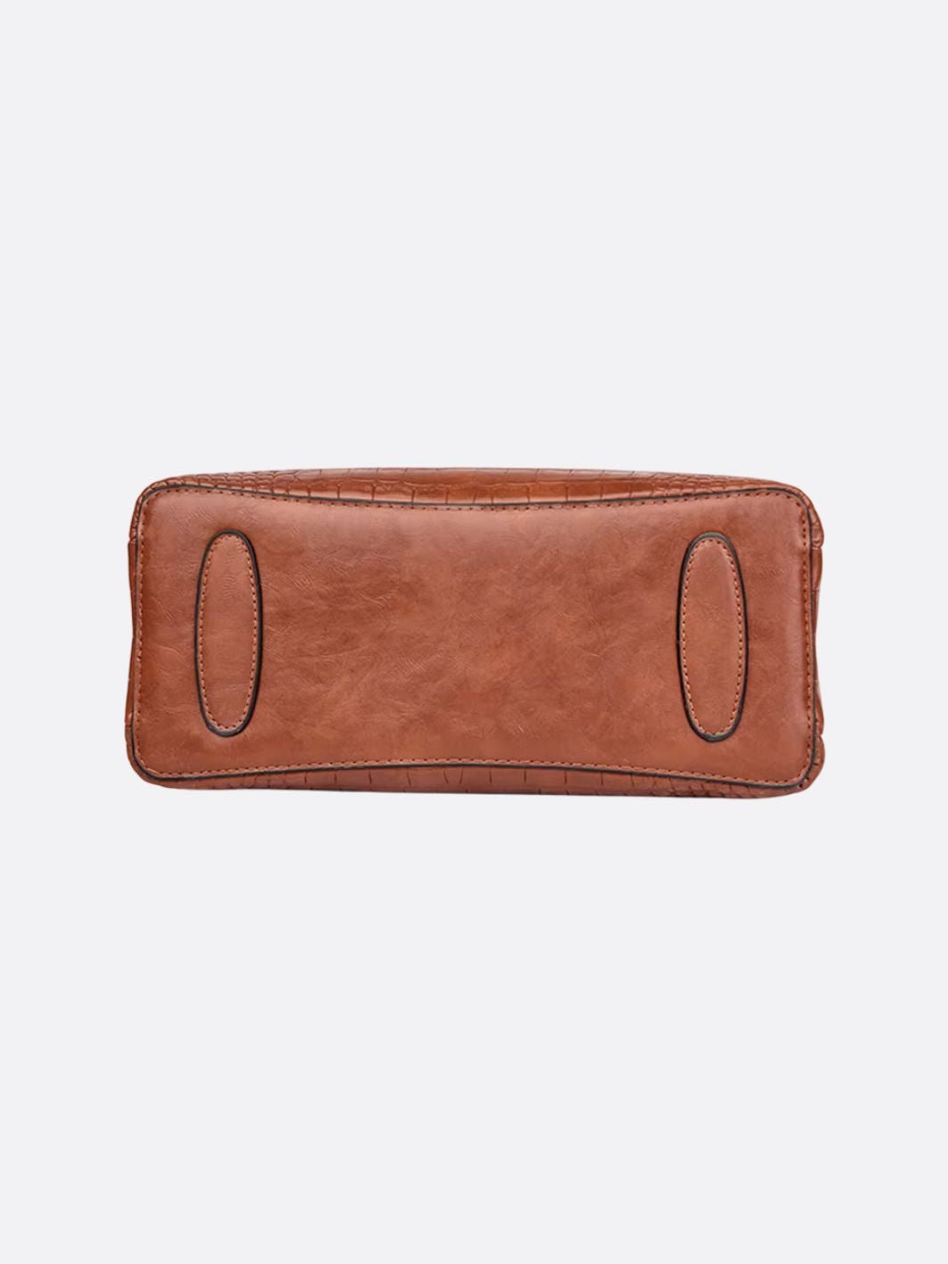 Valencia Croc - Embossed Leather Tote – Structured Top Handle Bag with Lock Detail - in Light Brown | Arvea Bags