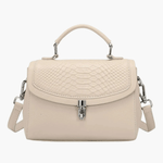 Valeria | Luxe Green Croc - Embossed Leather Satchel – Bold & Sophisticated - in Beige | Arvea Bags