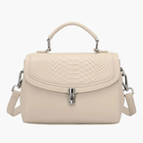 Valeria | Luxe Green Croc - Embossed Leather Satchel – Bold & Sophisticated - in Beige | Arvea Bags