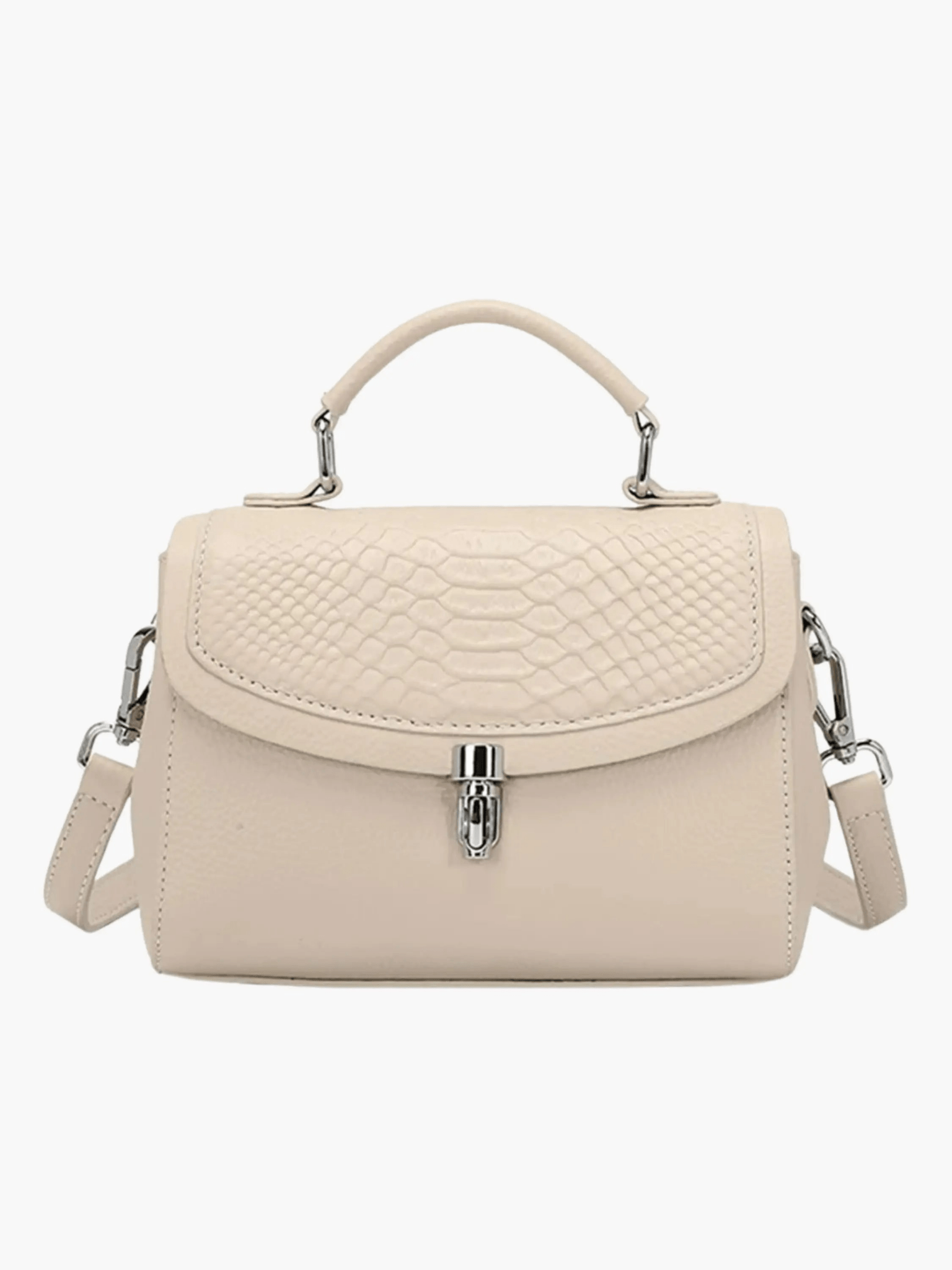 Valeria | Luxe Green Croc - Embossed Leather Satchel – Bold & Sophisticated - in Beige | Arvea Bags