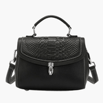 Valeria | Luxe Green Croc - Embossed Leather Satchel – Bold & Sophisticated - in Black | Arvea Bags