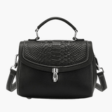 Valeria | Luxe Green Croc - Embossed Leather Satchel – Bold & Sophisticated - in Black | Arvea Bags