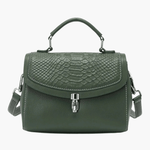 Valeria | Luxe Green Croc - Embossed Leather Satchel – Bold & Sophisticated - in Dark Green | Arvea Bags