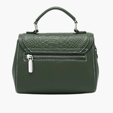 Valeria | Luxe Green Croc - Embossed Leather Satchel – Bold & Sophisticated - in Dark Green | Arvea Bags
