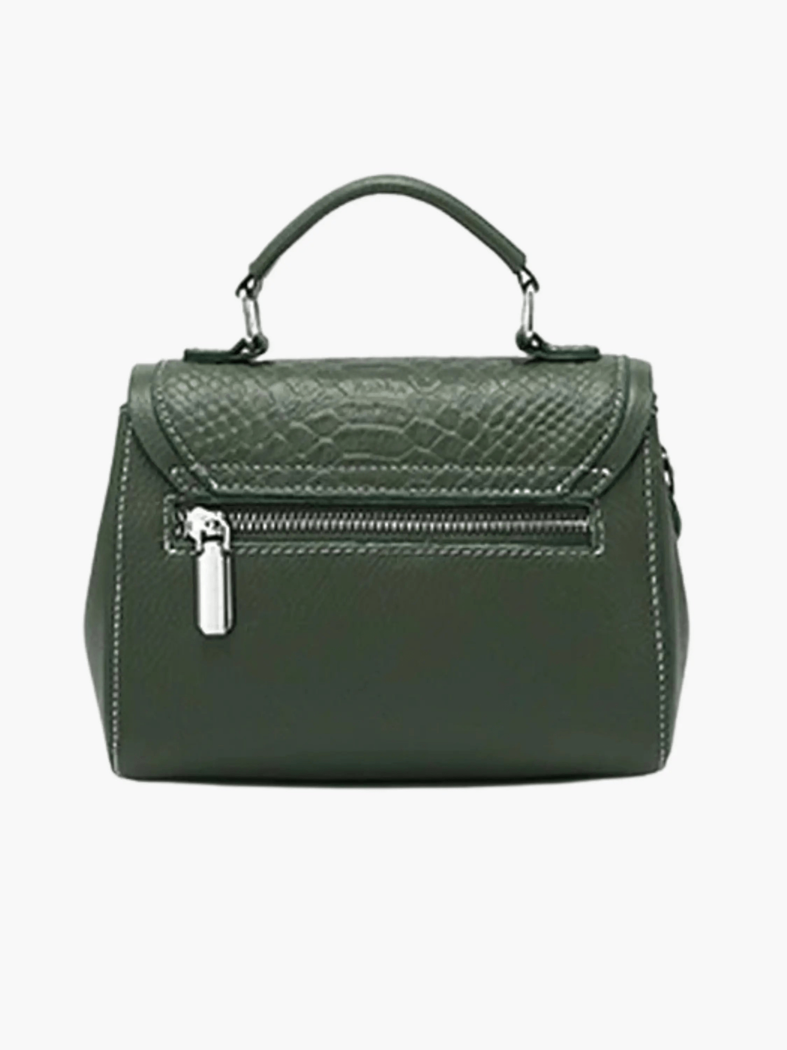 Valeria | Luxe Green Croc - Embossed Leather Satchel – Bold & Sophisticated - in Dark Green | Arvea Bags