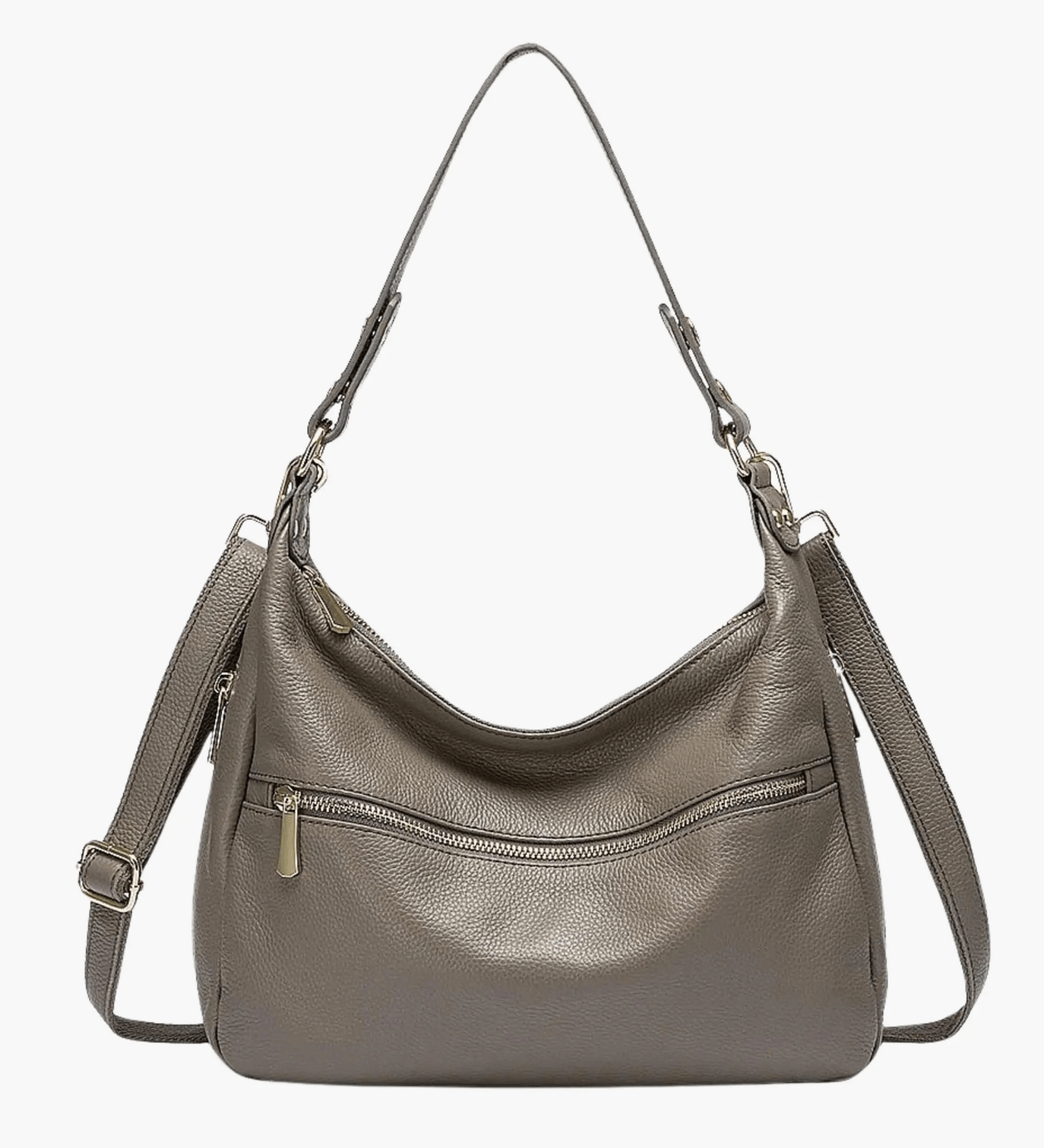 Valeria | Red Leather Hobo Bag – Bold & Functional - in Grey | Arvea Bags