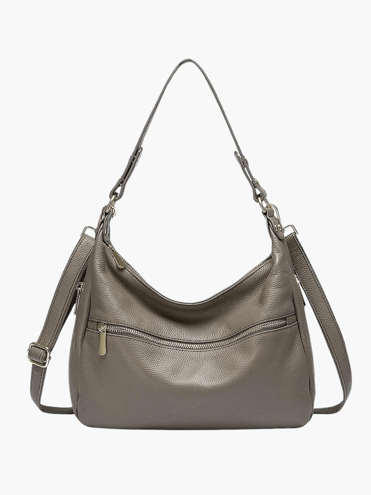 Valeria | Red Leather Hobo Bag – Bold & Functional - in Grey | Arvea Bags