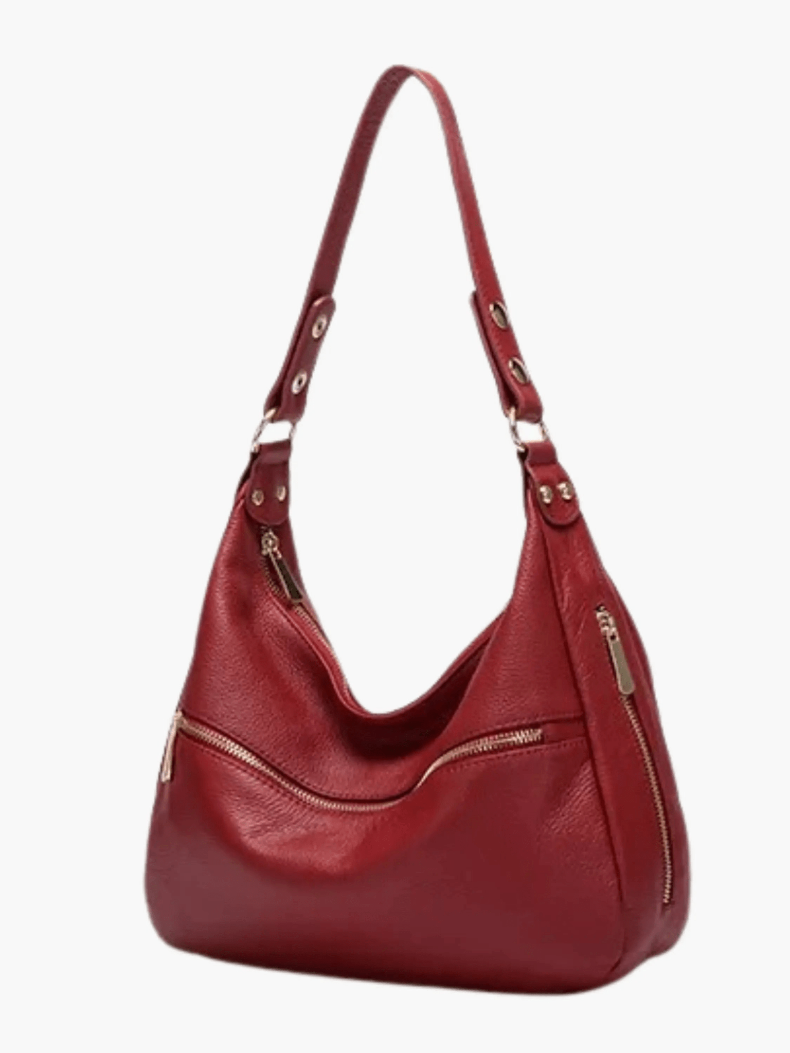 Valeria | Red Leather Hobo Bag – Bold & Functional - in Red | Arvea Bags