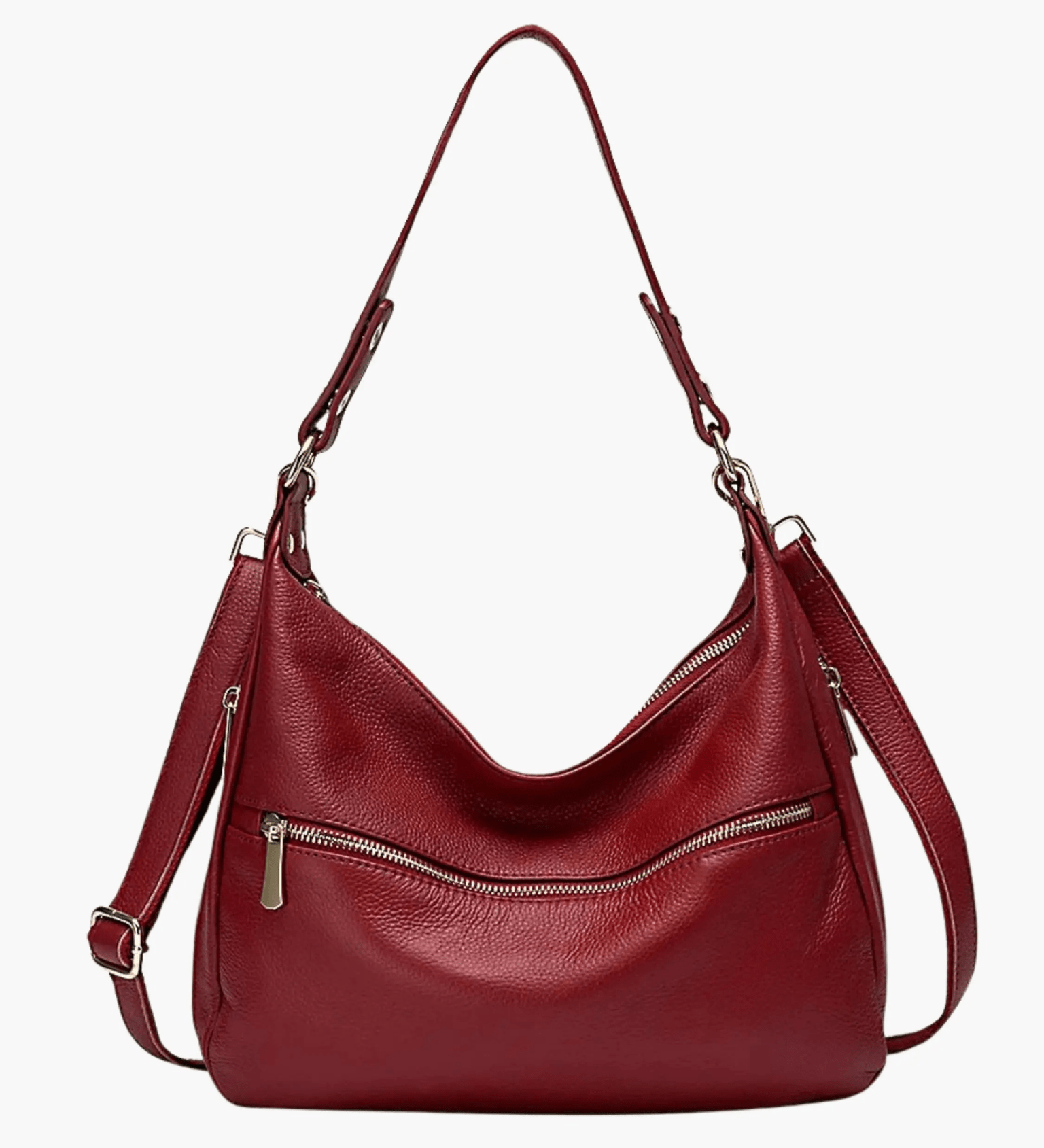 Valeria | Red Leather Hobo Bag – Bold & Functional - in Red | Arvea Bags