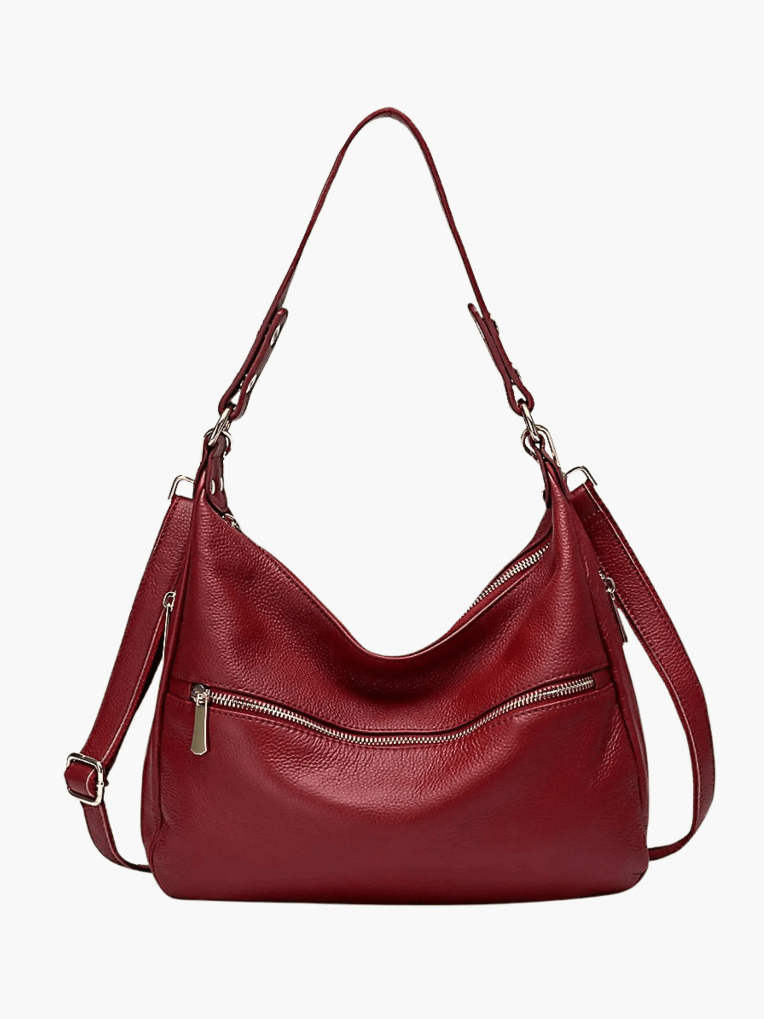 Valeria | Red Leather Hobo Bag – Bold & Functional - in Red | Arvea Bags