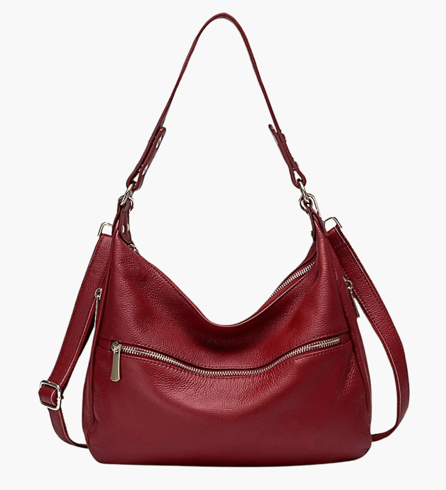 Valeria | Red Leather Hobo Bag – Bold & Functional - in Red | Arvea Bags