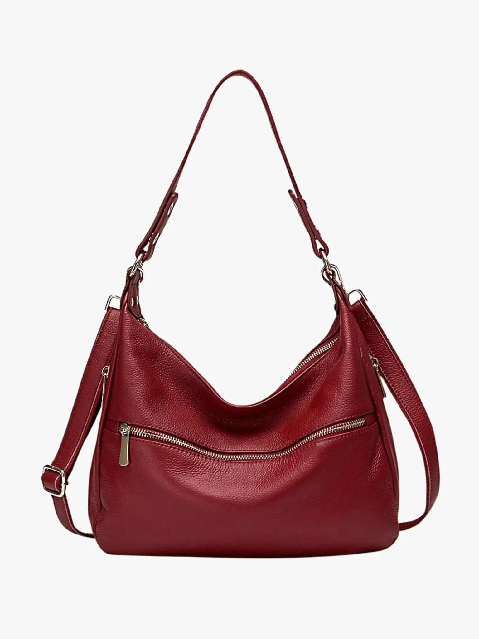 Valeria | Red Leather Hobo Bag – Bold & Functional - in Red | Arvea Bags