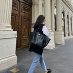 Vegan Leather Shopper Bag – Spacious Structured Tote with Minimalist Design - in Black | Arvea Bags