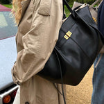 Vegan Leather Shopper Bag – Spacious Structured Tote with Minimalist Design - in Black | Arvea Bags