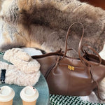Vegan Leather Shopper Bag – Spacious Structured Tote with Minimalist Design - in Brown | Arvea Bags