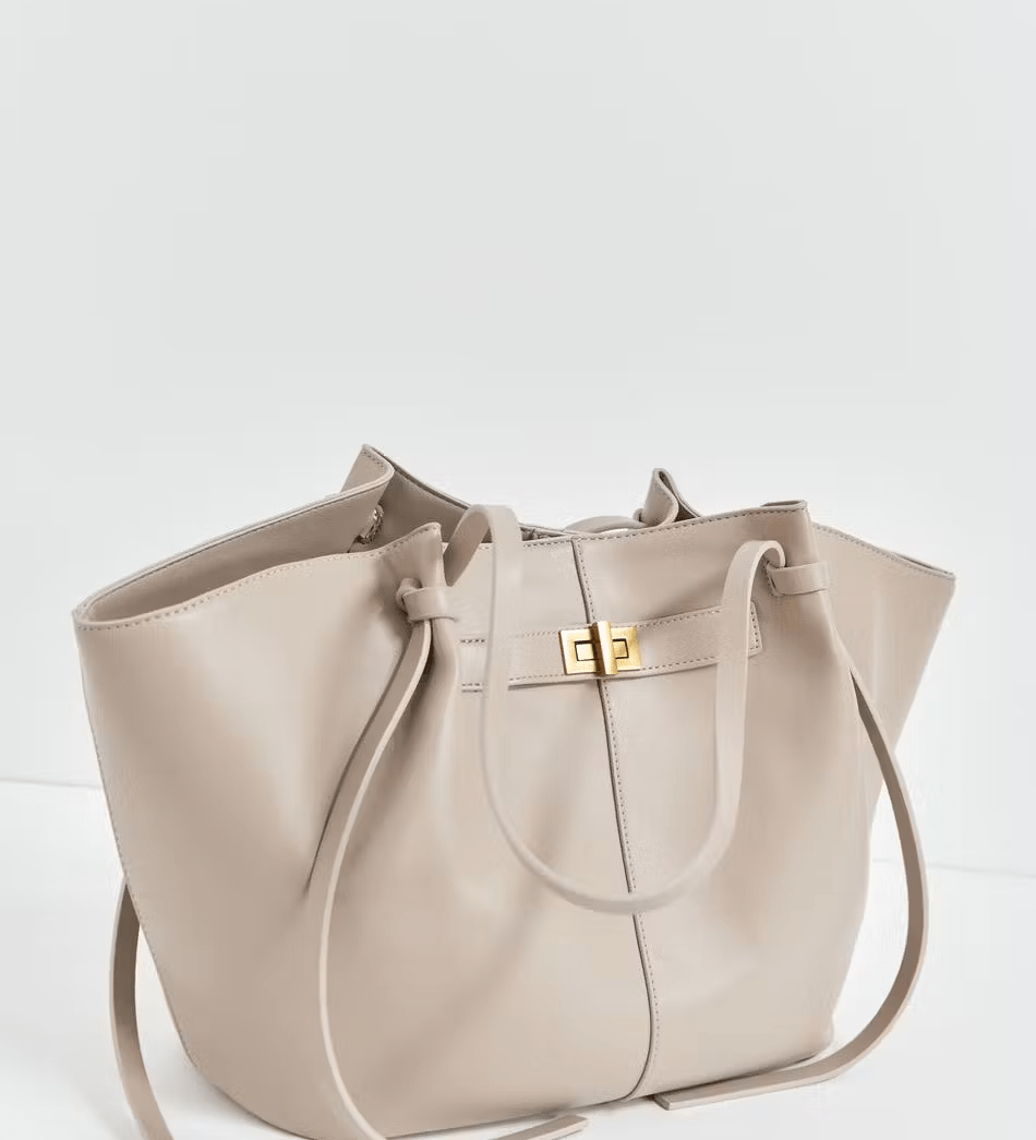 Vegan Leather Shopper Bag – Spacious Structured Tote with Minimalist Design - in Cream | Arvea Bags