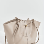 Vegan Leather Shopper Bag – Spacious Structured Tote with Minimalist Design - in Cream | Arvea Bags