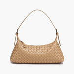 Vegan Leather Woven Shoulder Bag – Elegant Handbag with Adjustable Strap - in Beige | Arvea Bags