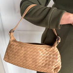 Vegan Leather Woven Shoulder Bag – Elegant Handbag with Adjustable Strap - in Black | Arvea Bags