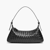 Vegan Leather Woven Shoulder Bag – Elegant Handbag with Adjustable Strap - in Black | Arvea Bags