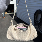 Vegan Leather Woven Shoulder Bag – Elegant Handbag with Adjustable Strap - in Black | Arvea Bags