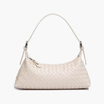 Vegan Leather Woven Shoulder Bag – Elegant Handbag with Adjustable Strap - in Cream | Arvea Bags