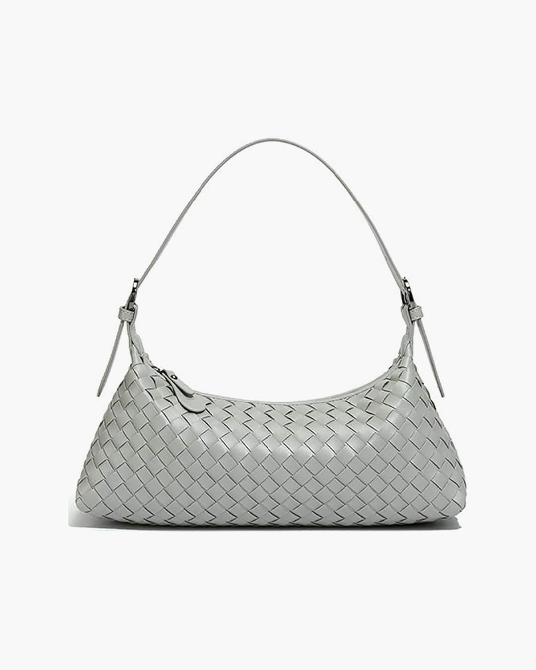 Vegan Leather Woven Shoulder Bag – Elegant Handbag with Adjustable Strap - in Gray | Arvea Bags