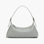 Vegan Leather Woven Shoulder Bag – Elegant Handbag with Adjustable Strap - in Gray | Arvea Bags