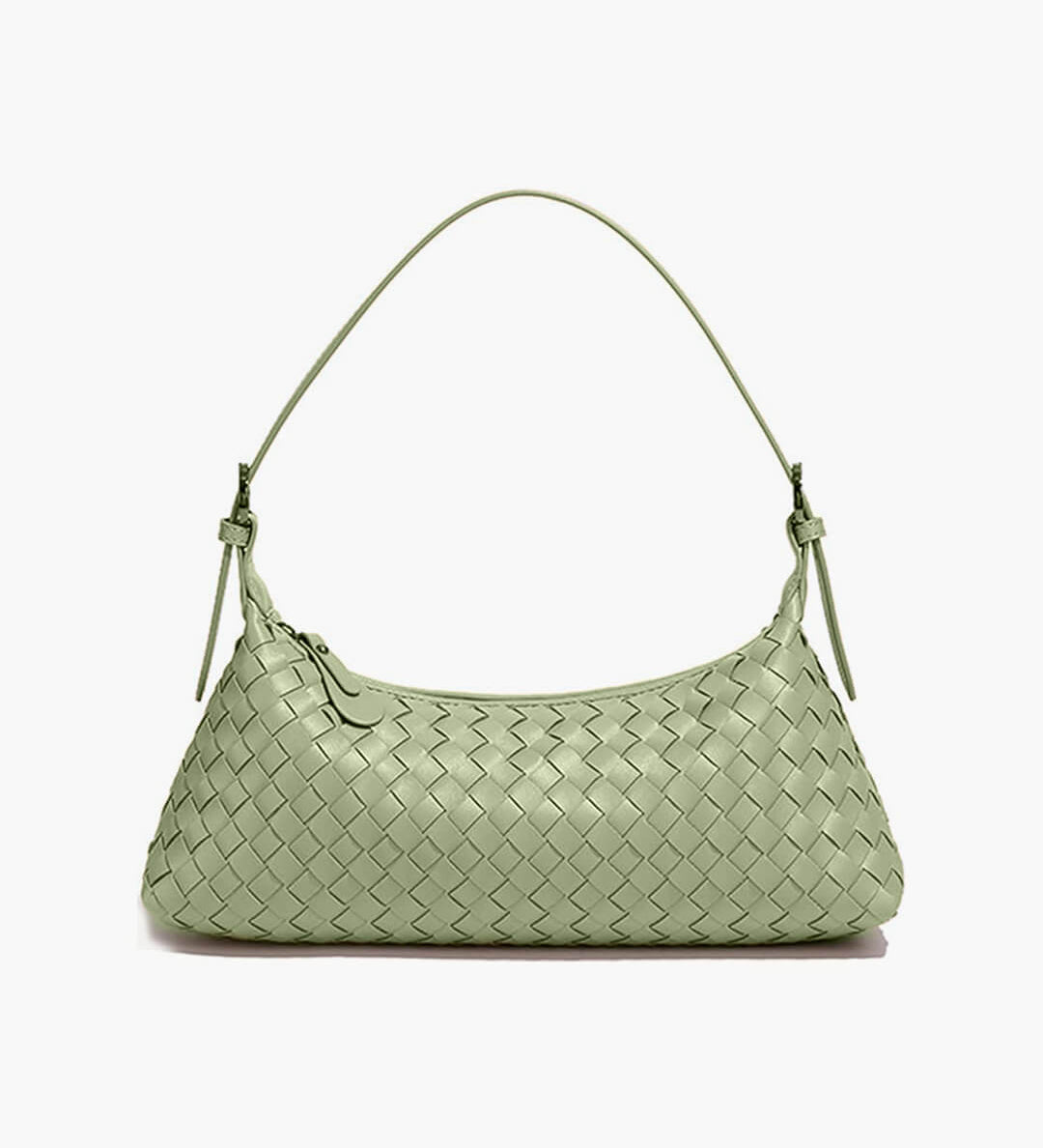 Vegan Leather Woven Shoulder Bag – Elegant Handbag with Adjustable Strap - in Olive | Arvea Bags