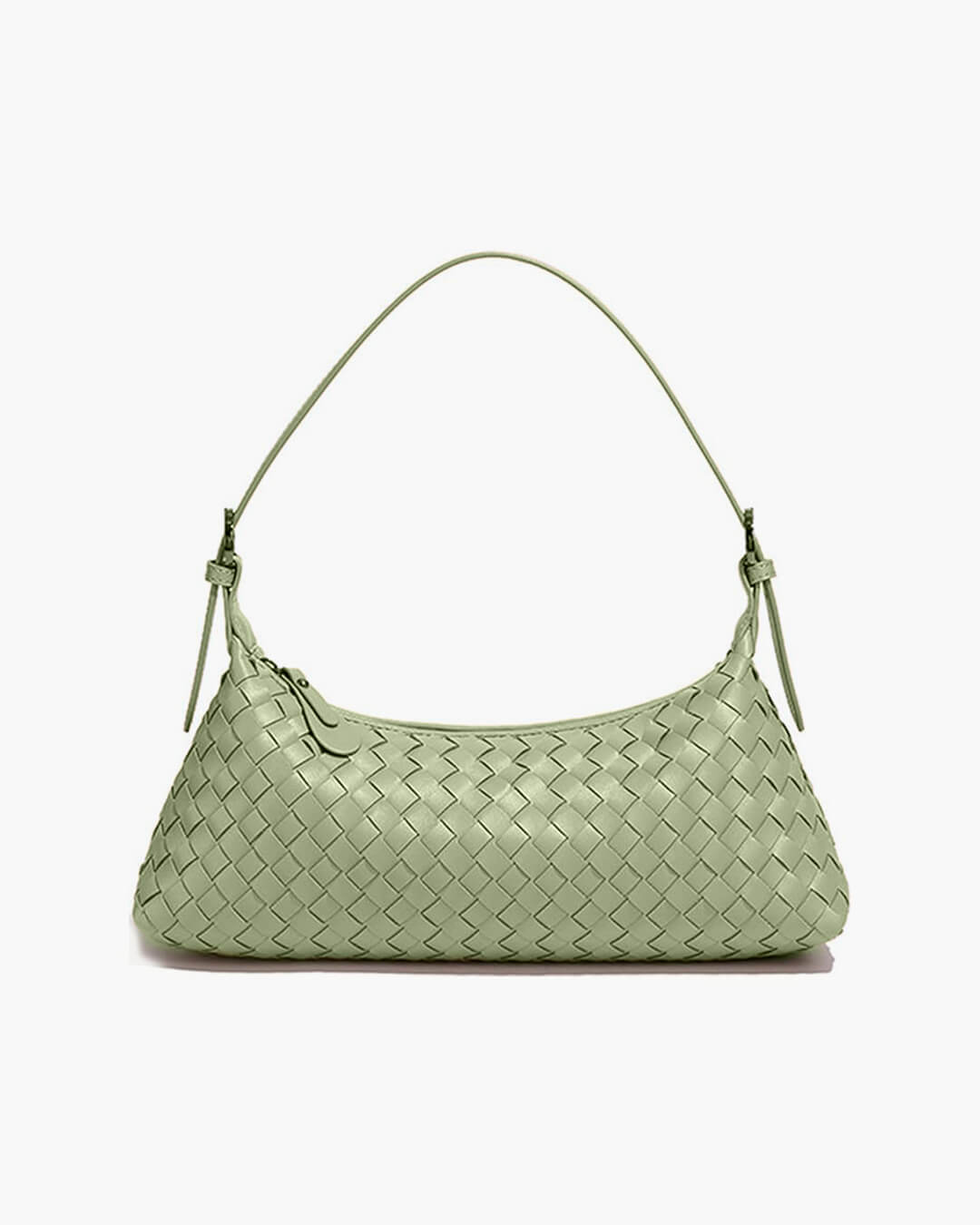 Vegan Leather Woven Shoulder Bag – Elegant Handbag with Adjustable Strap - in Olive | Arvea Bags